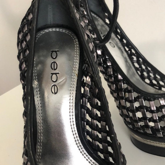 Bebe Black Silver Mesh Nina High Heel - Picture 2 of 3